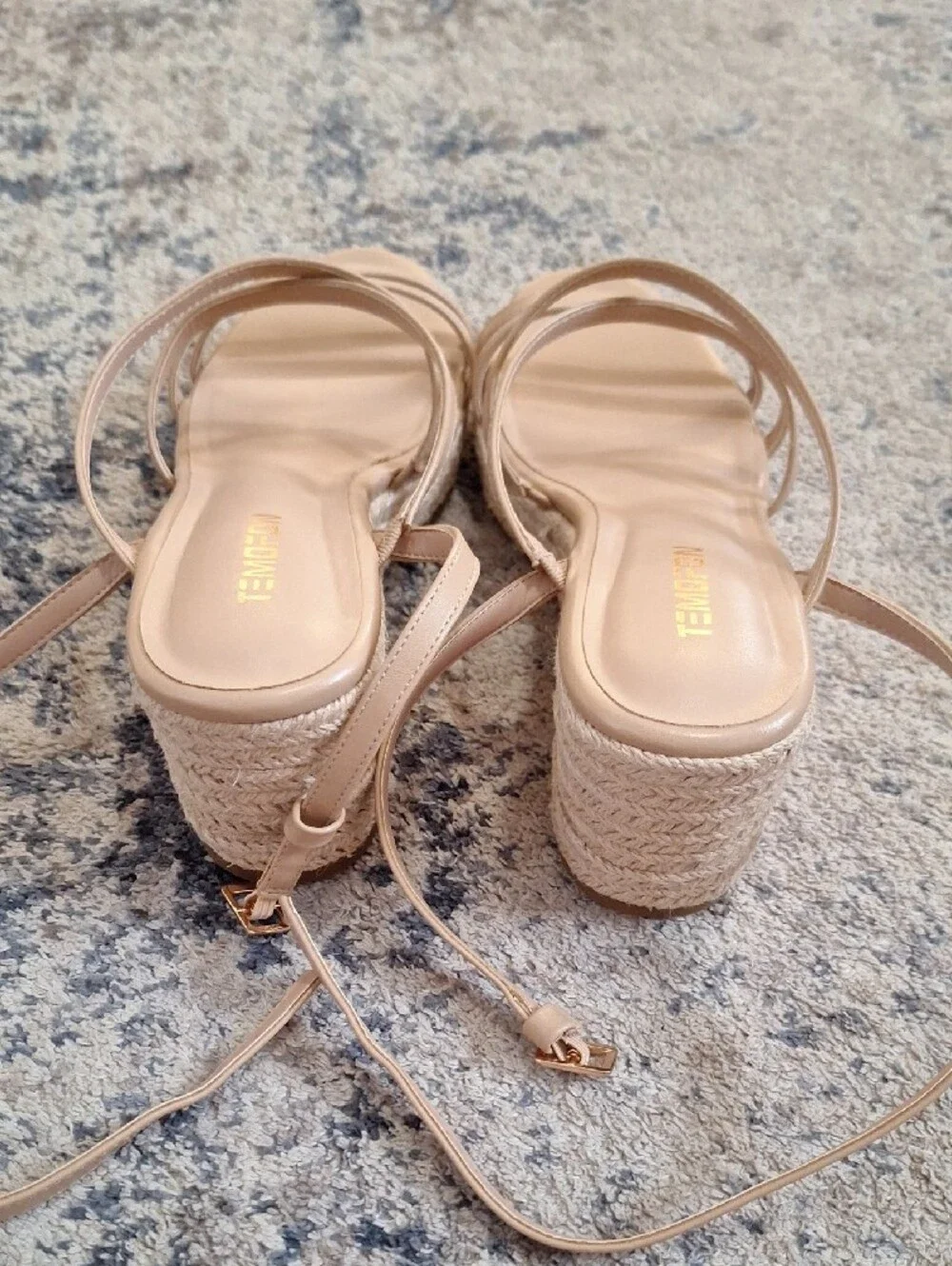 TEMOFON Nude Espadrille Wedge Sandals – Women’s Size 10